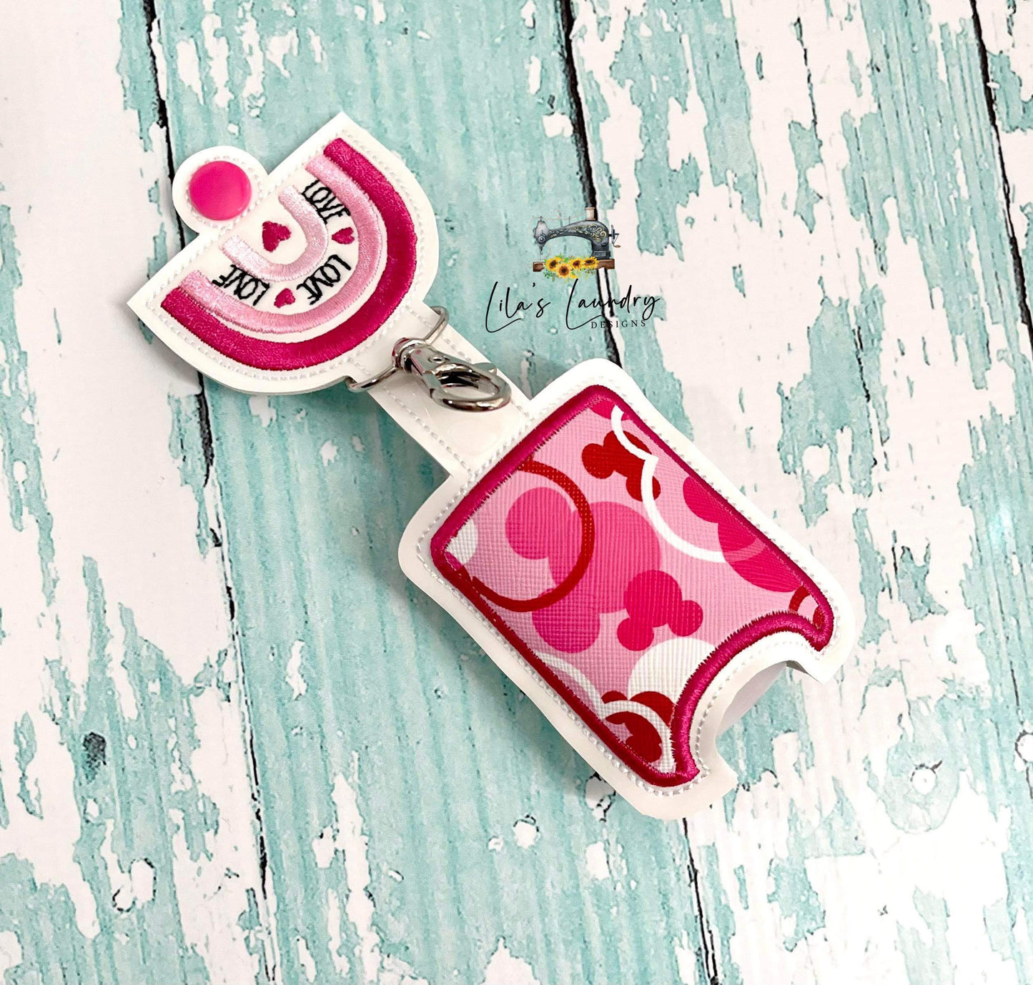 Valentine Love Applique Fold Over Sanitizer Holder 5x7- DIGITAL Embroidery DESIGN