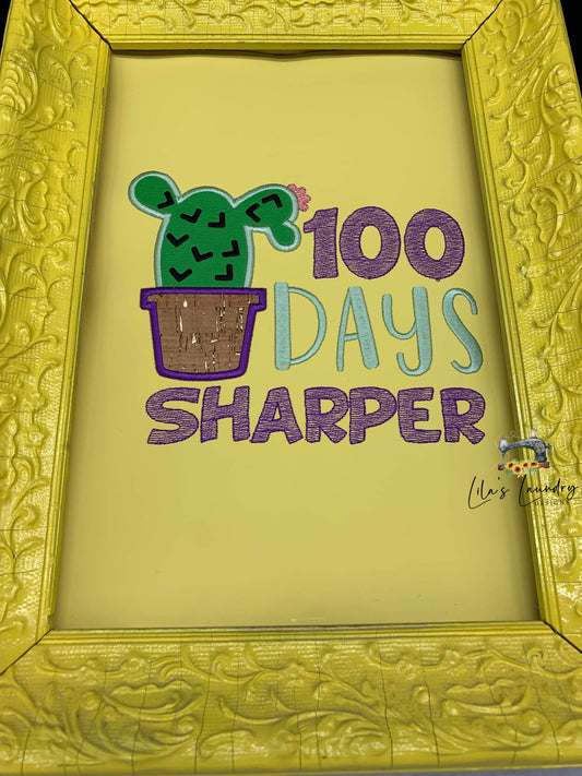 100 Days Sharper Applique - 3 sizes- Digital Embroidery Design