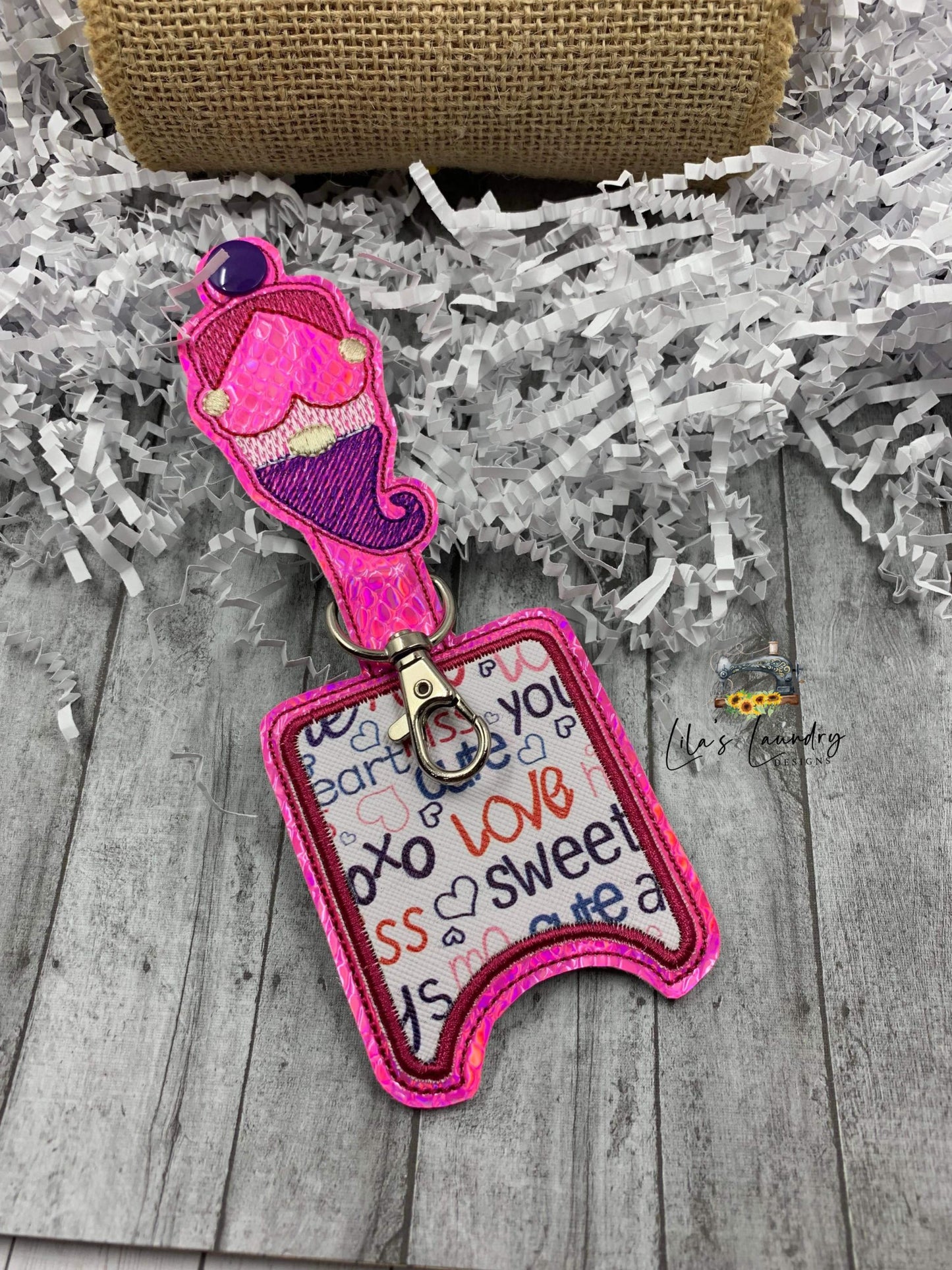 Valentine Gnome Applique Fold Over Sanitizer Holder 5x7- DIGITAL Embroidery DESIGN