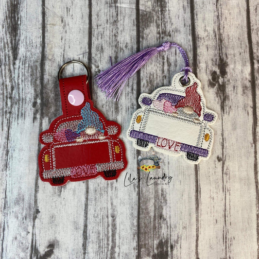 Gnome Love Truck Fobs - DIGITAL Embroidery DESIGN