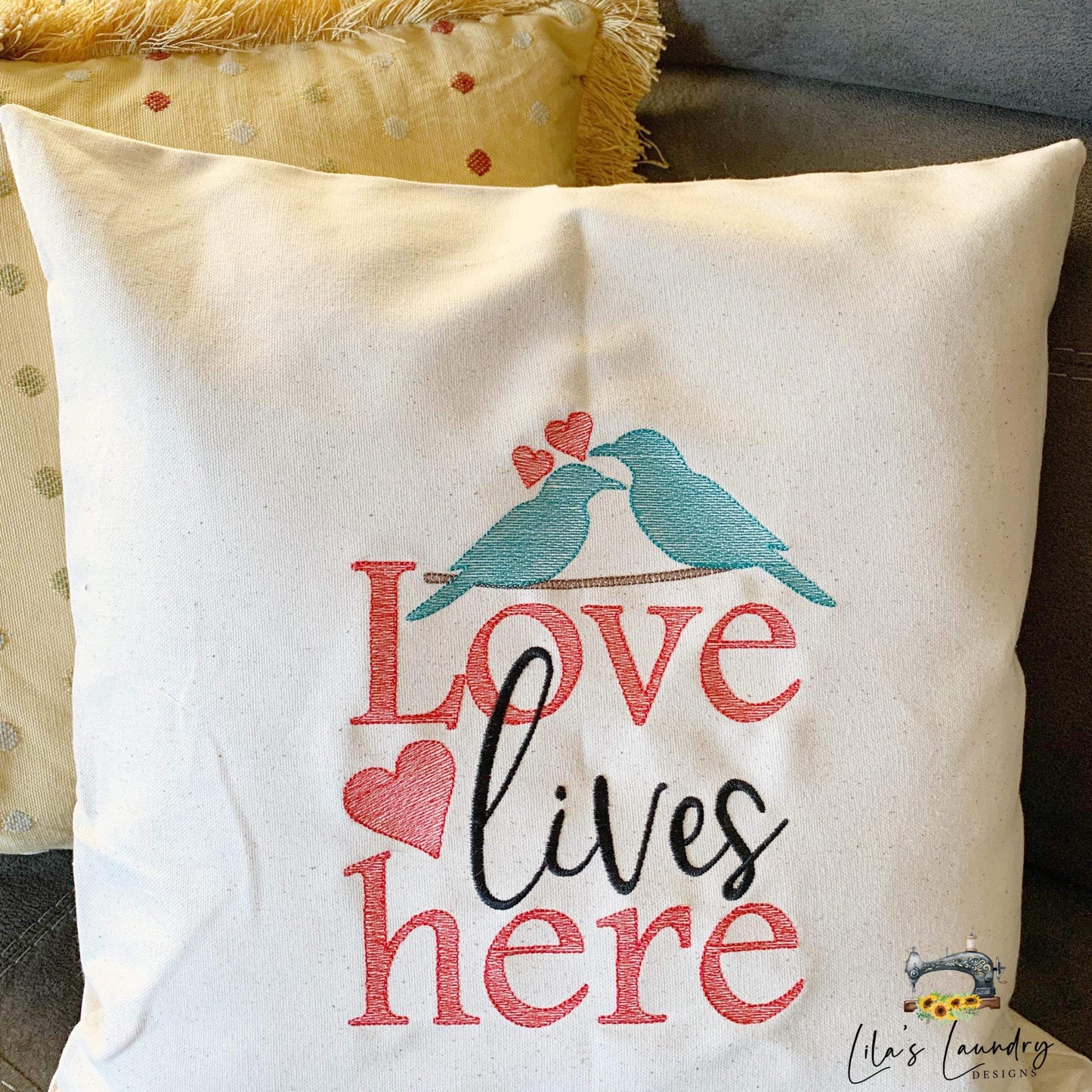 Love Lives Here - 3 sizes- Digital Embroidery Design