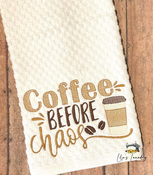 Coffee before chaos - 3 sizes- Digital Embroidery Design