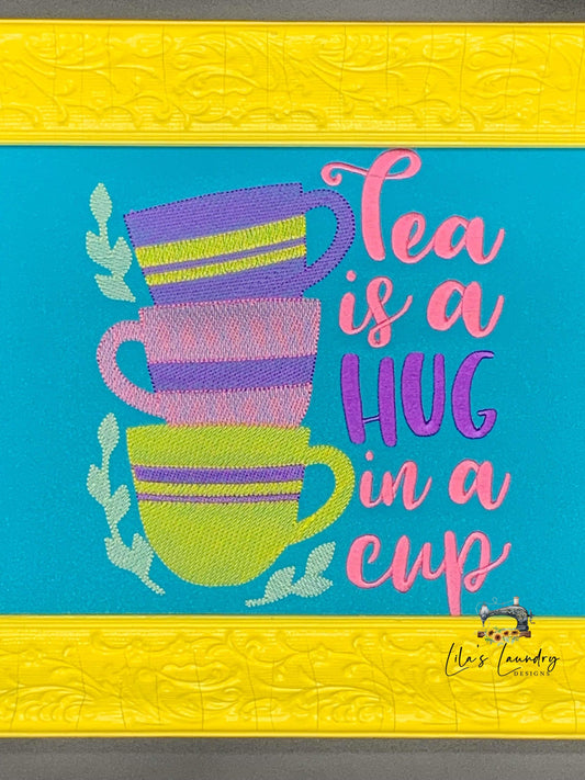 Hug in a Cup - 3 sizes- Digital Embroidery Design