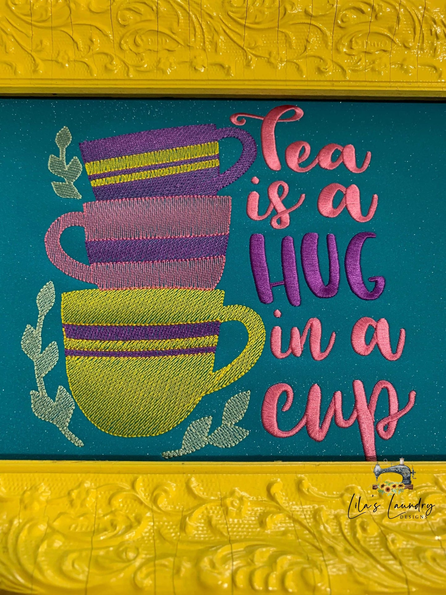 Hug in a Cup - 3 sizes- Digital Embroidery Design