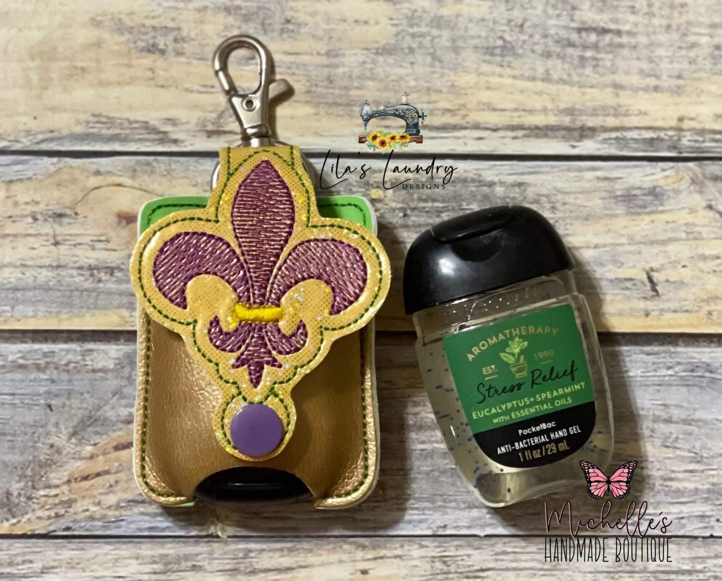 Fleur De Lis Applique Fold Over Sanitizer Holder 5x7- DIGITAL Embroidery DESIGN