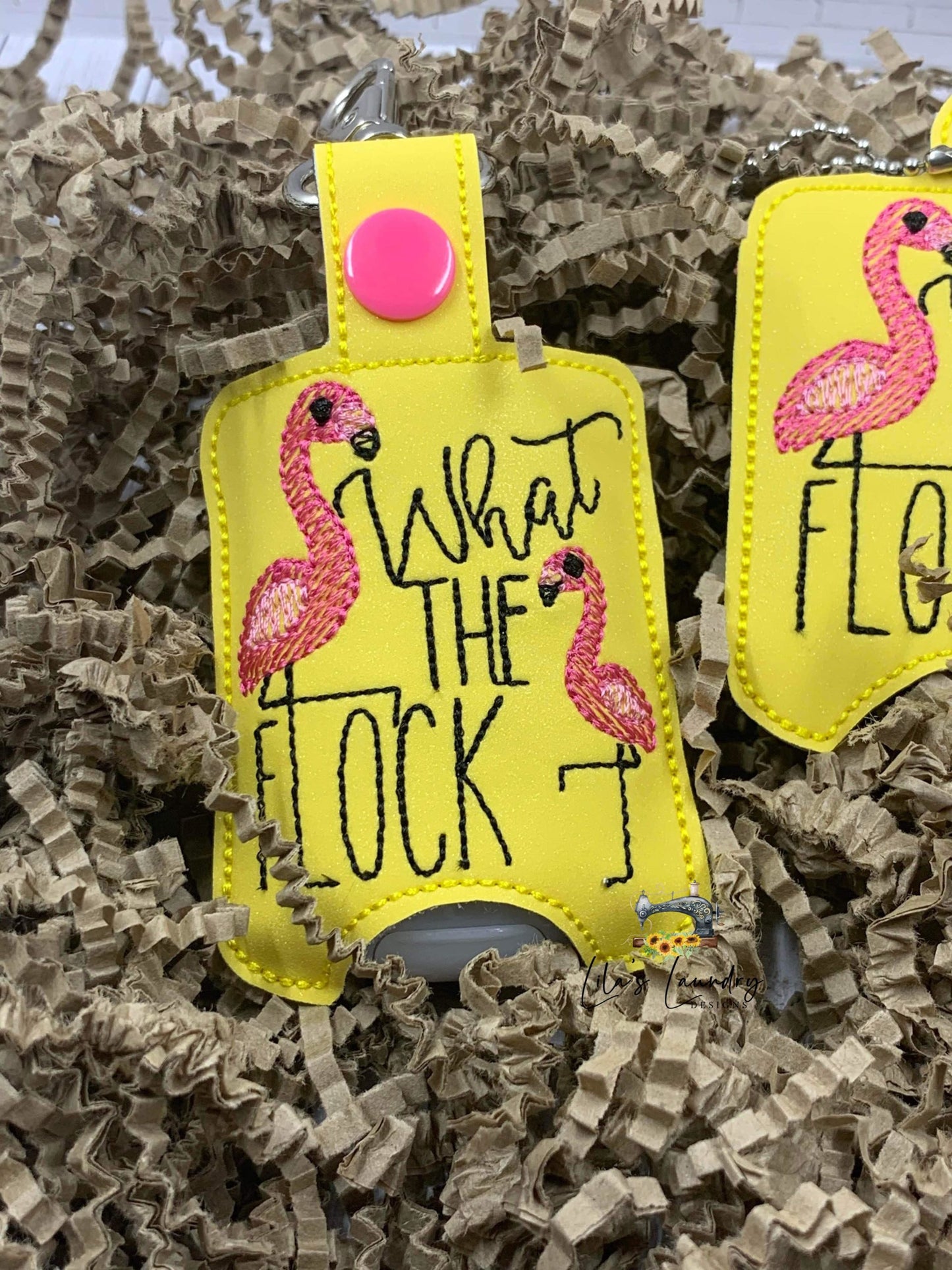 What the Flock Sanitizer Holders - DIGITAL Embroidery DESIGN