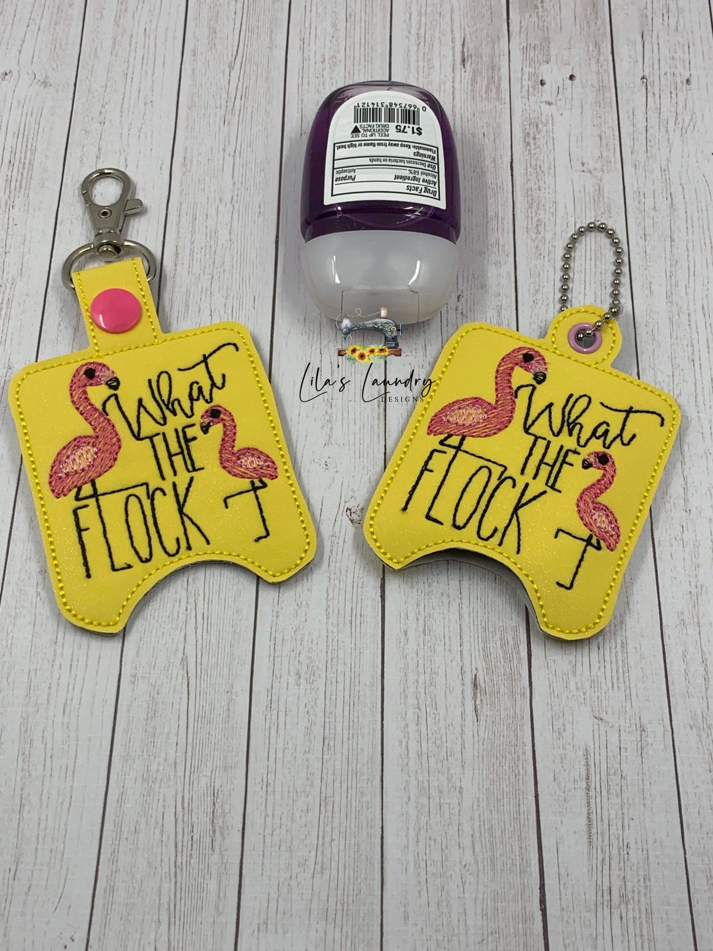 What the Flock Sanitizer Holders - DIGITAL Embroidery DESIGN