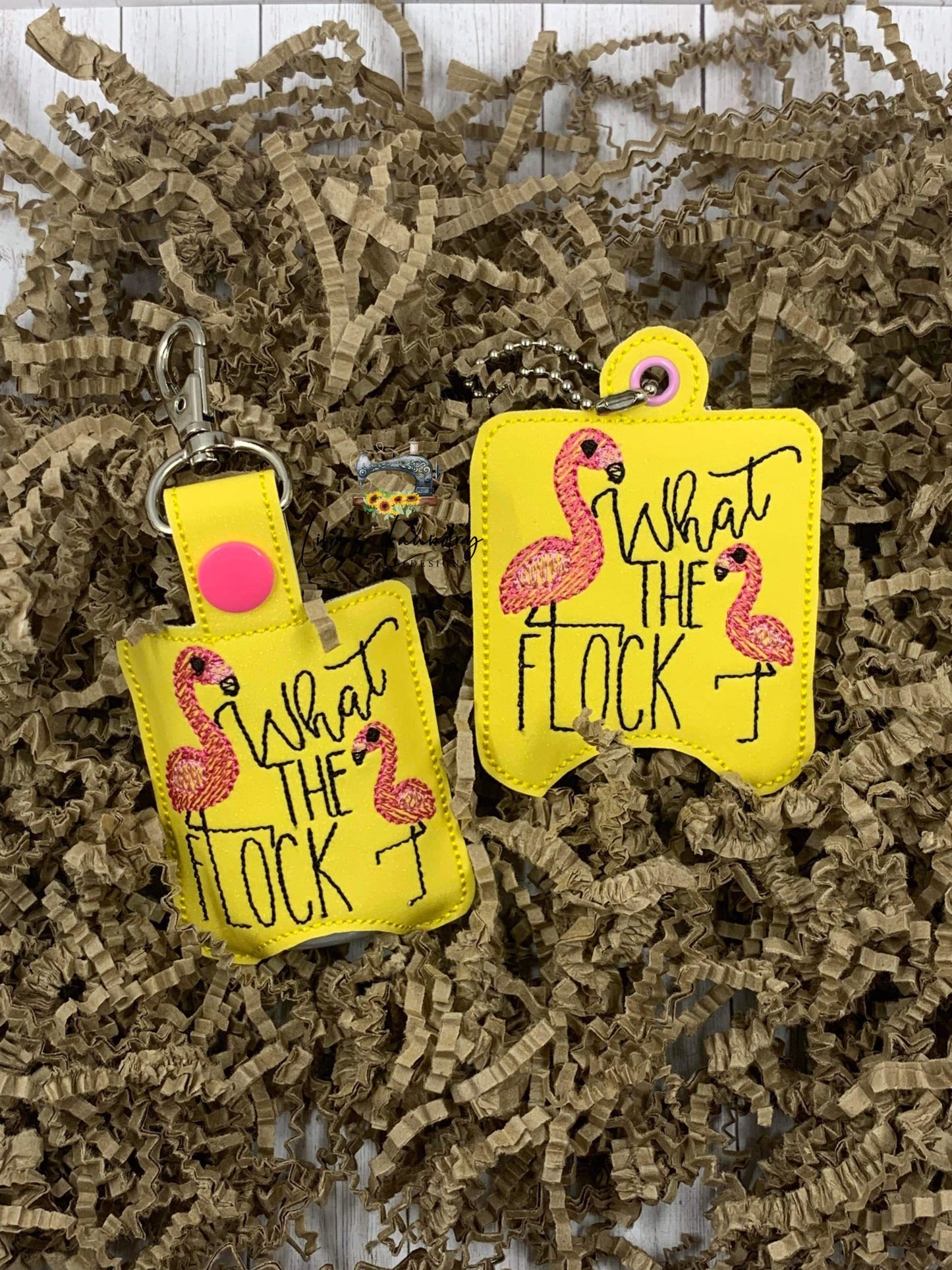 What the Flock Sanitizer Holders - DIGITAL Embroidery DESIGN