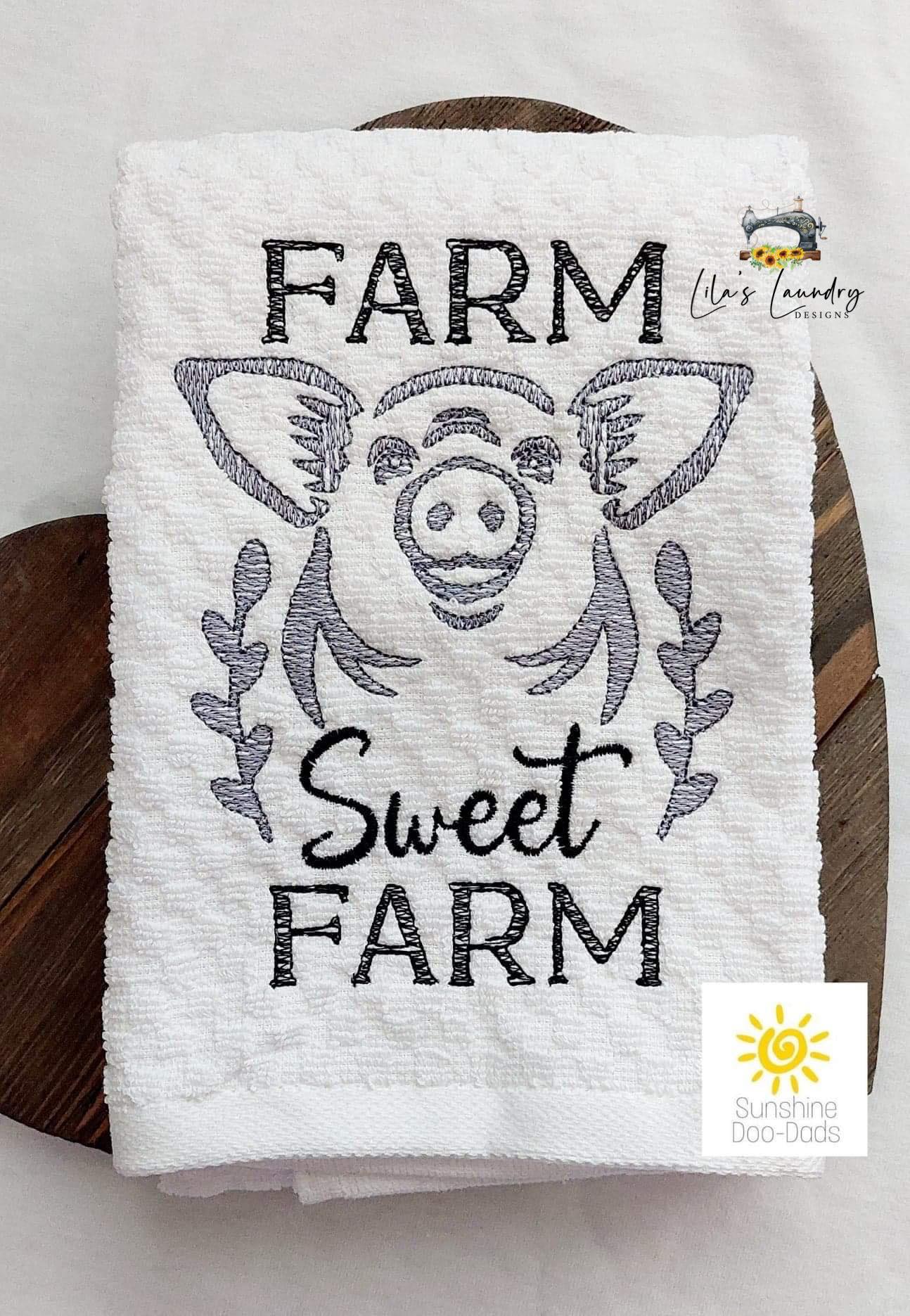 Farm Sweet Farm Pig - 3 sizes- Digital Embroidery Design