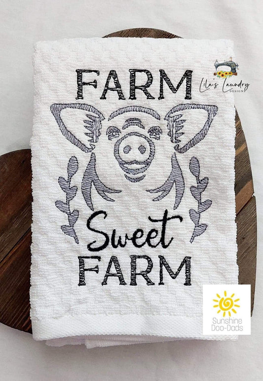 Farm Sweet Farm Pig - 3 sizes- Digital Embroidery Design