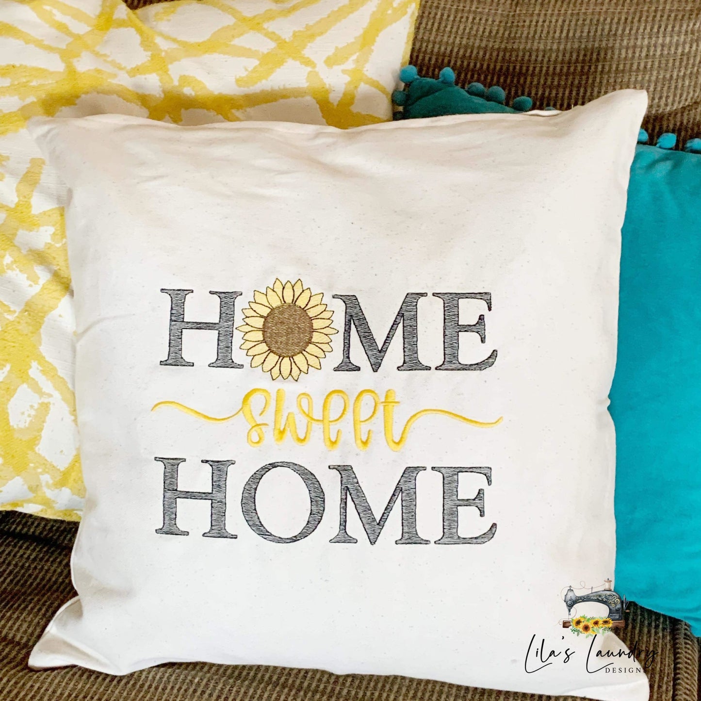 Home Sweet Home Sunflower - 4 sizes- Digital Embroidery Design