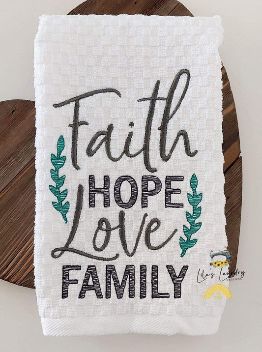 Faith Hope Love Family - 3 sizes- Digital Embroidery Design