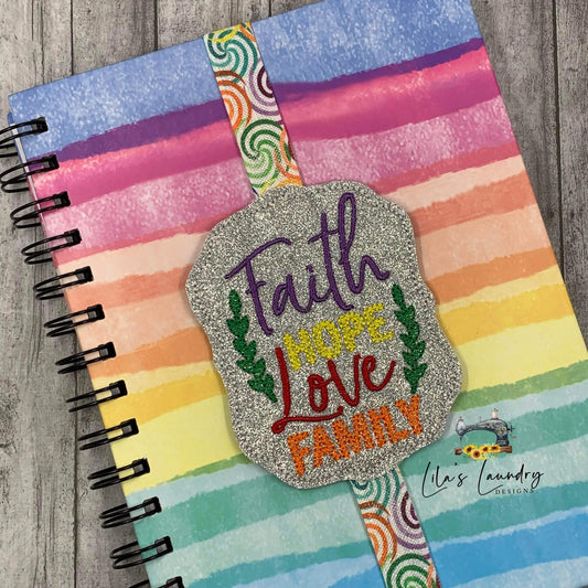 Faith Hope Love Family Book Band - Embroidery Design, Digital File