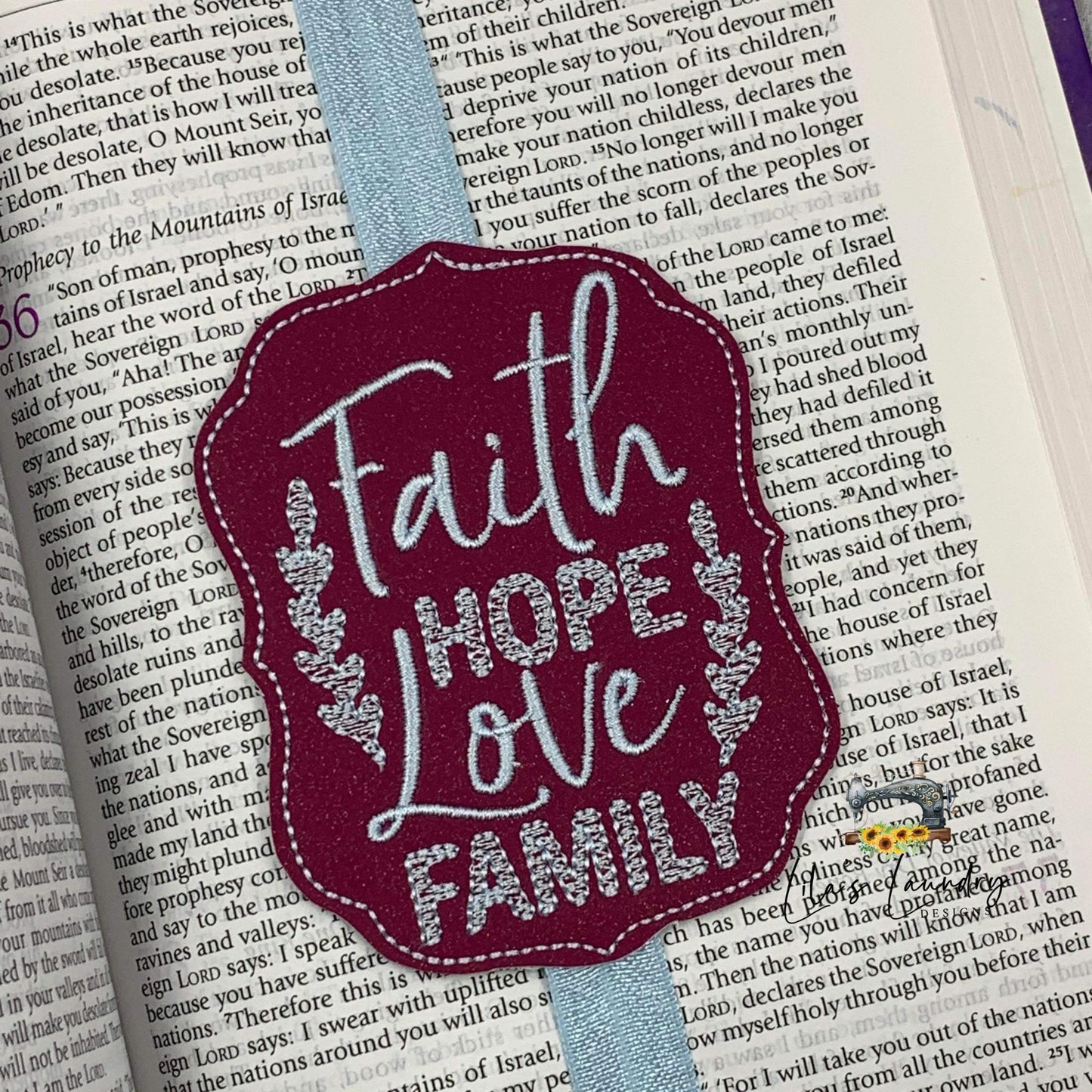 Faith Hope Love Family Book Band - Embroidery Design, Digital File
