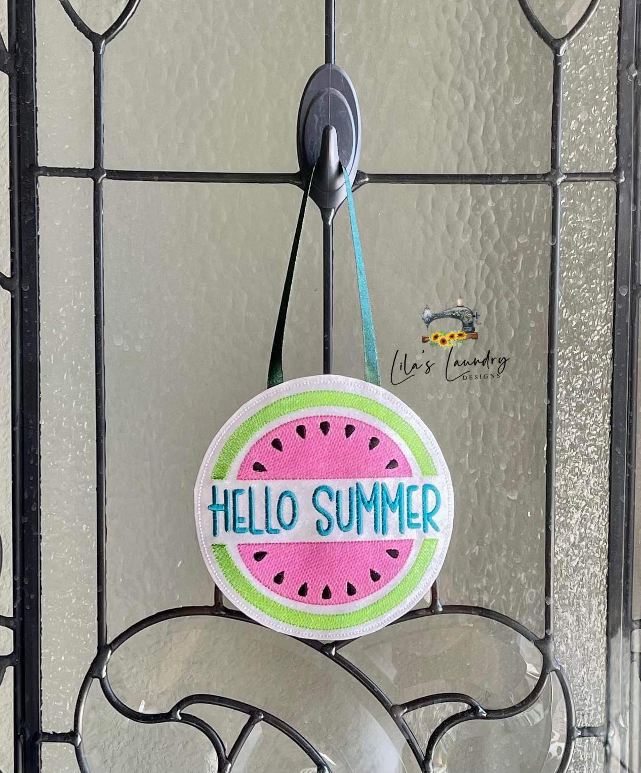 Hello Summer Door Sign - 3 sizes - Digital Embroidery Design