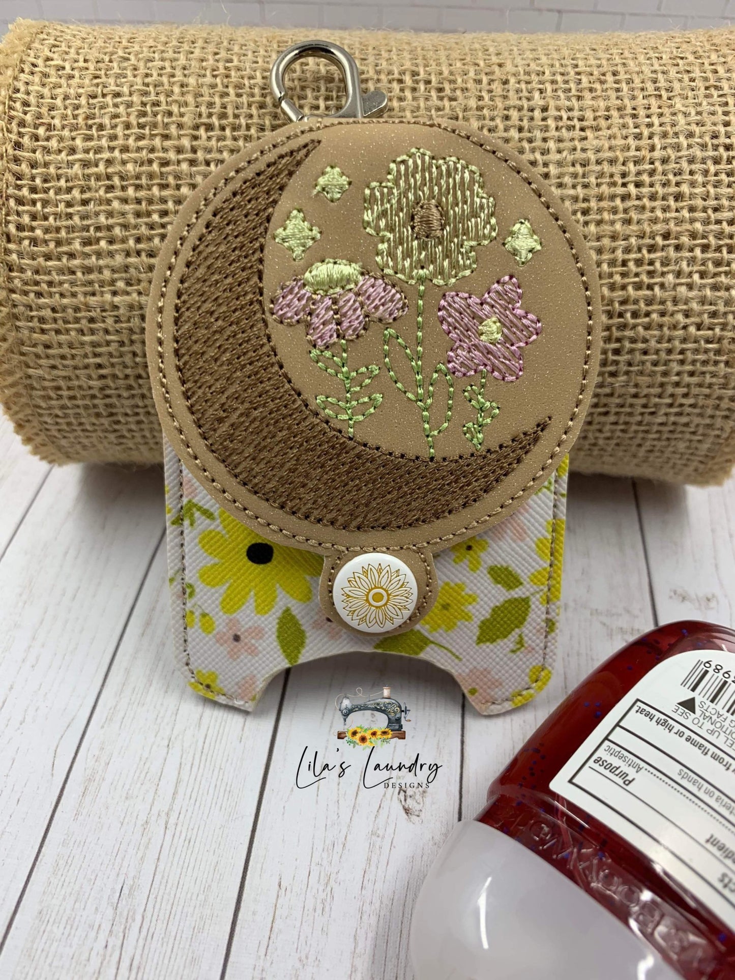 Boho Applique Fold Over Sanitizer Holder 5x7- DIGITAL Embroidery DESIGN