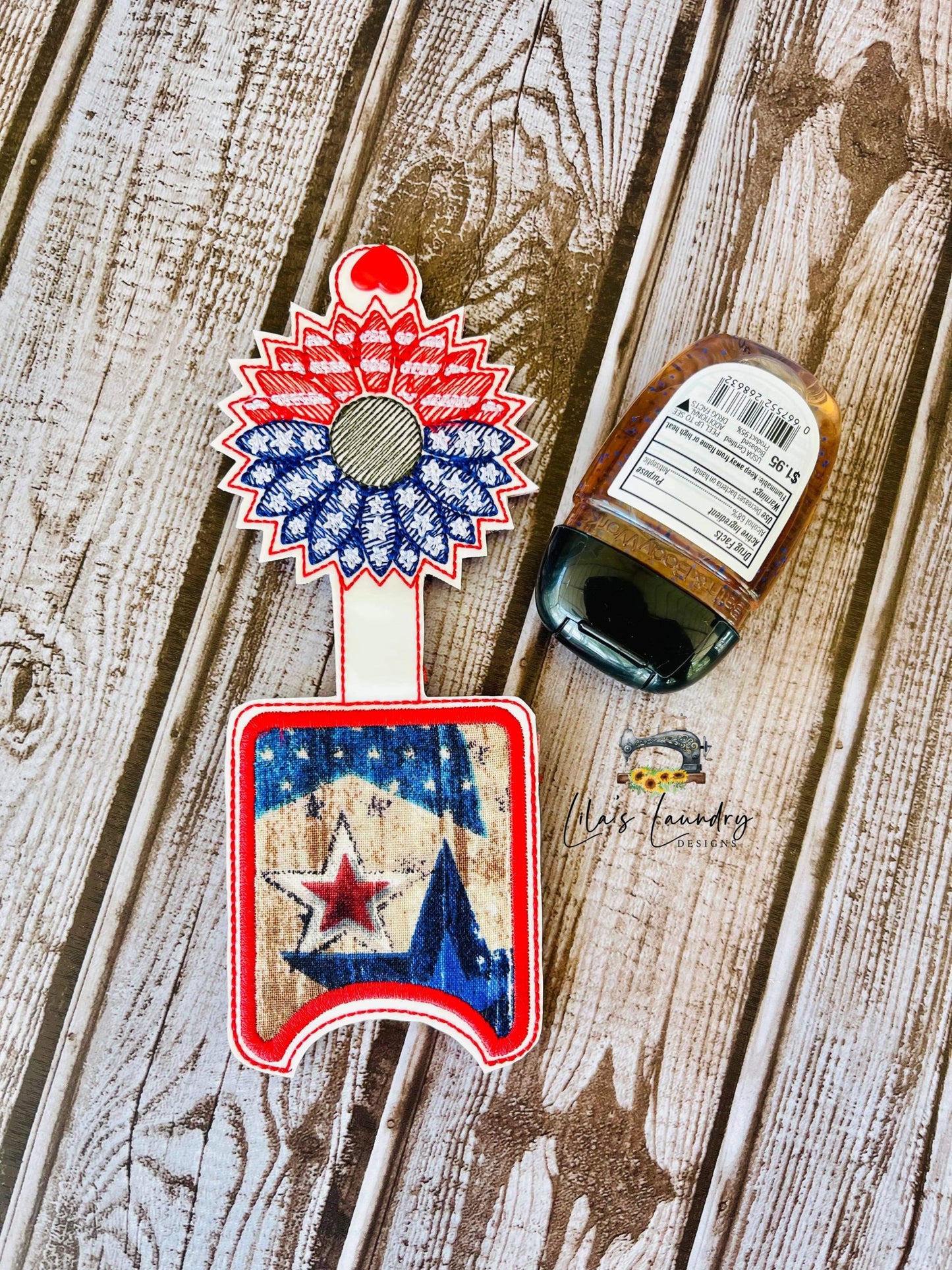 Patriotic Sunflower Applique Fold Over Sanitizer Holder 5x7- DIGITAL Embroidery DESIGN