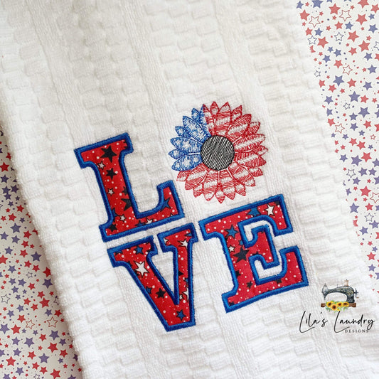 Patriotic Love Applique - 3 sizes- Digital Embroidery Design