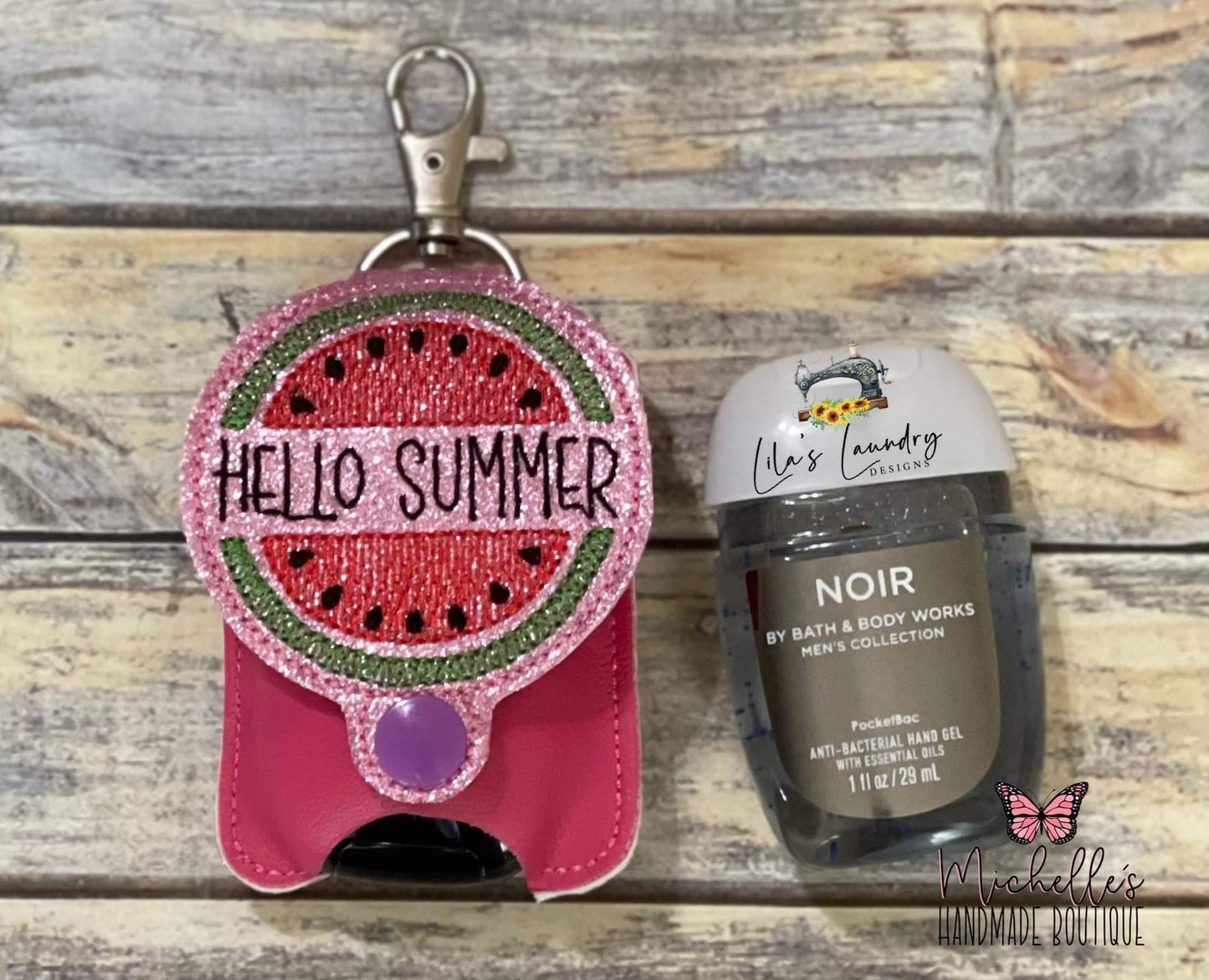 Hello Summer Applique Fold Over Sanitizer Holder 5x7- DIGITAL Embroidery DESIGN