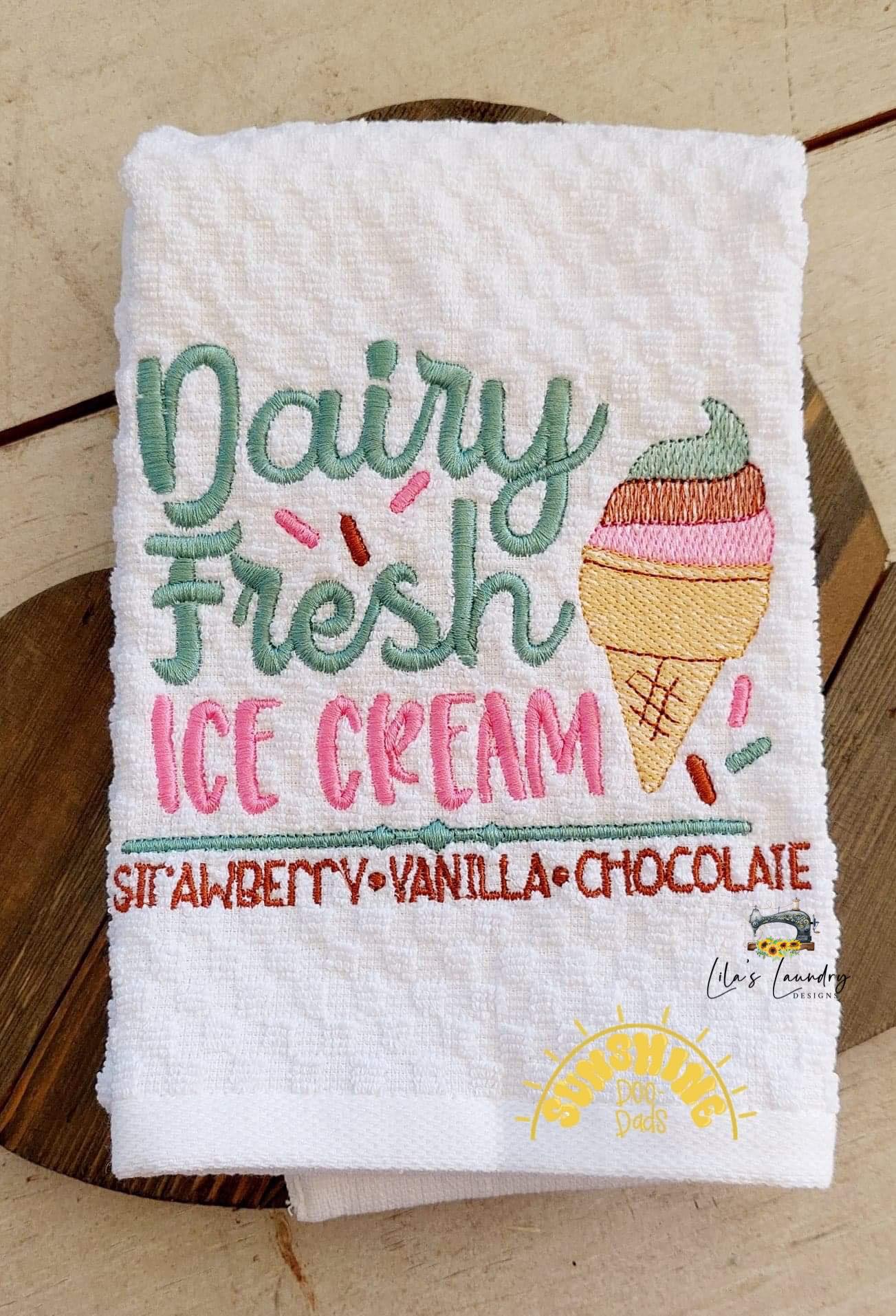 Dairy Fresh Ice Cream - 3 sizes- Digital Embroidery Design