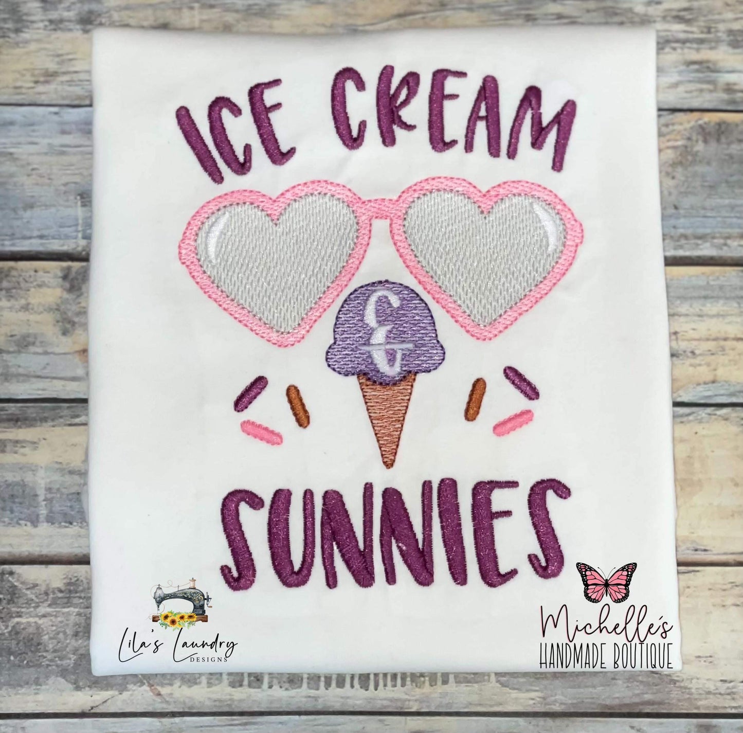 Ice Cream & Sunnies - 3 sizes- Digital Embroidery Design
