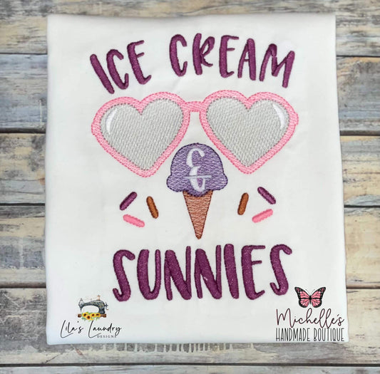Ice Cream & Sunnies - 3 sizes- Digital Embroidery Design
