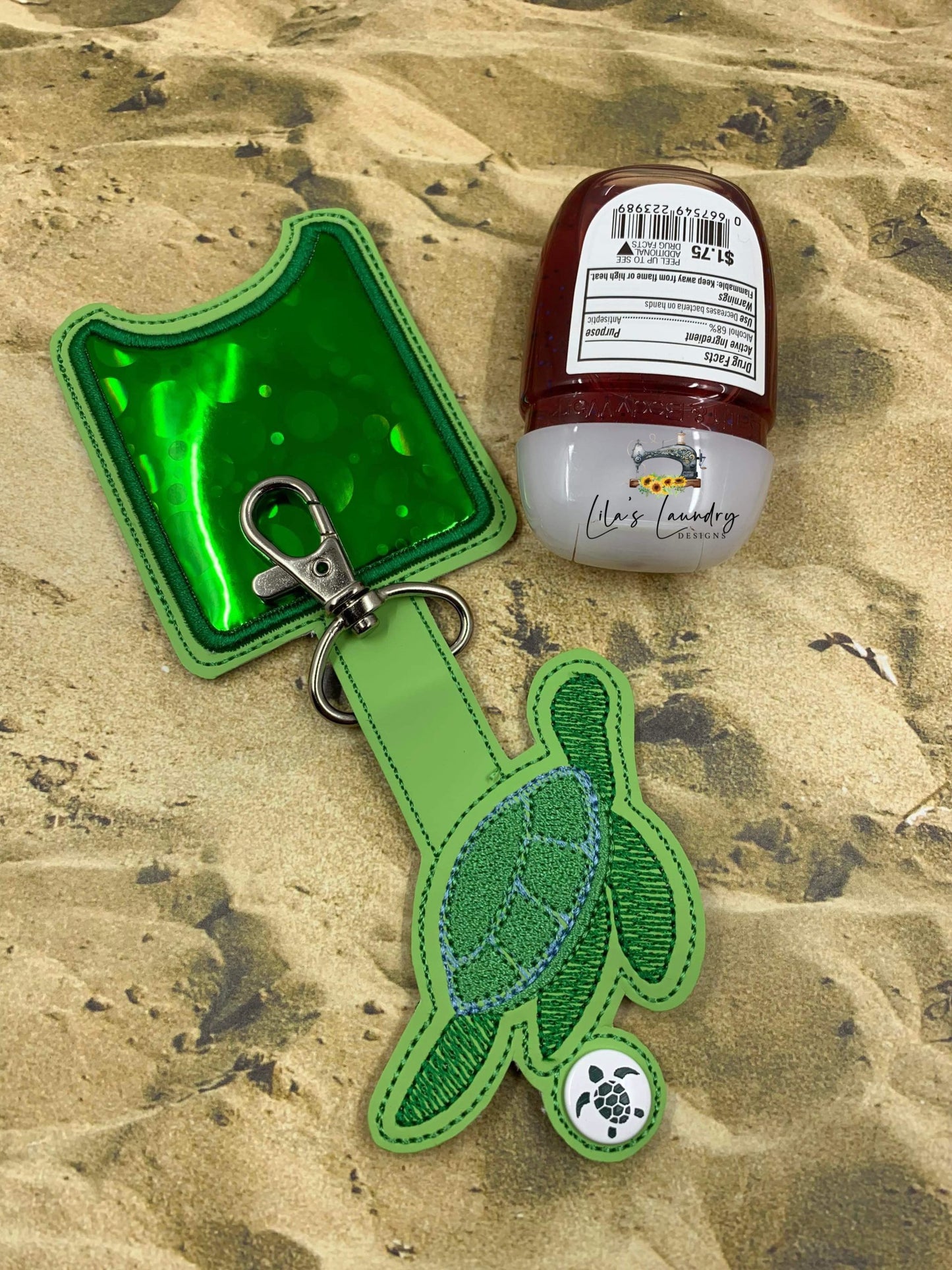Sea Turtle Sketch Applique Fold Over Sanitizer Holder 5x7- DIGITAL Embroidery DESIGN