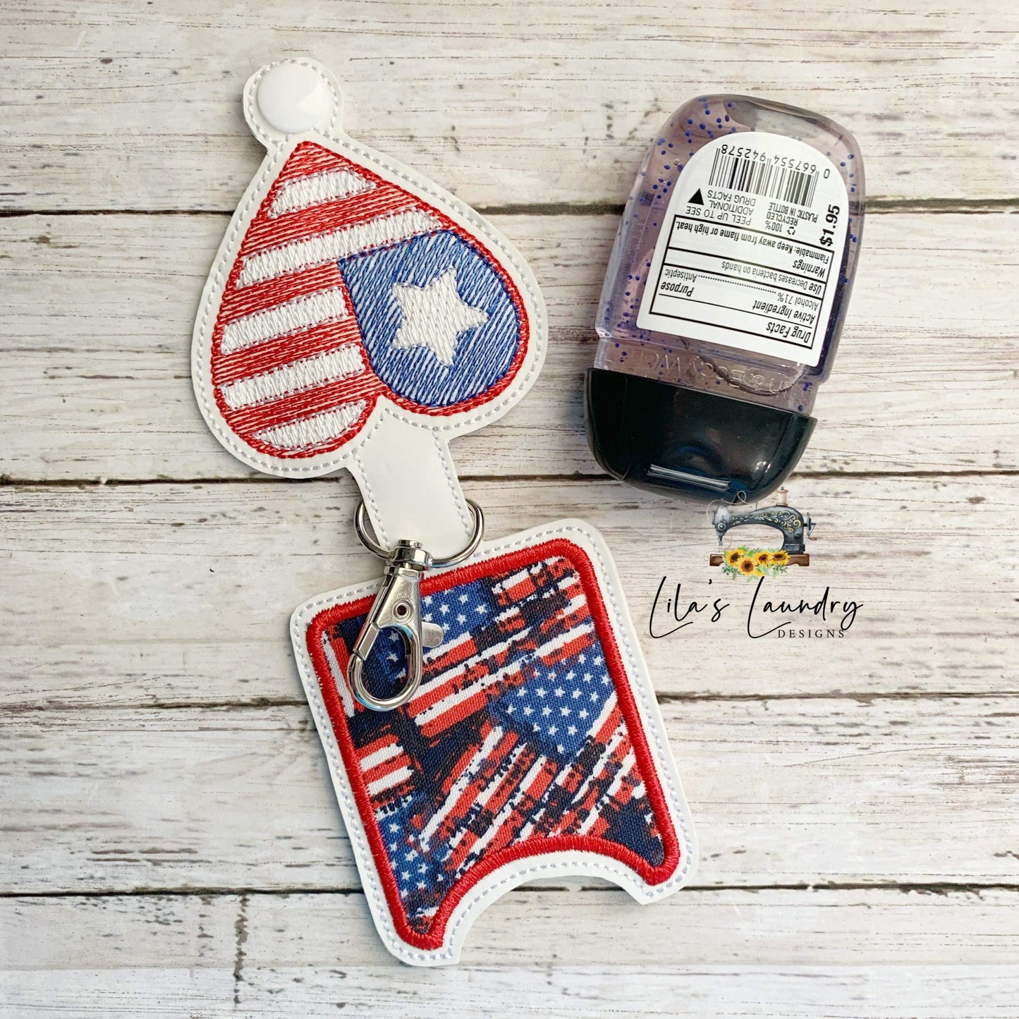Patriotic Heart Applique Fold Over Sanitizer Holder 5x7- DIGITAL Embroidery DESIGN