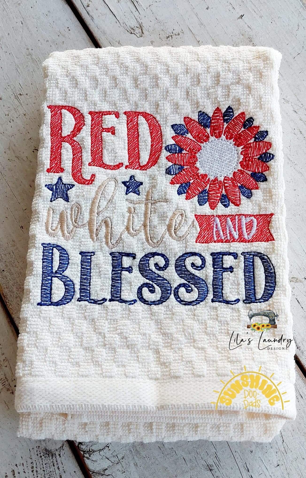 Red White and Blessed - 3 sizes- Digital Embroidery Design