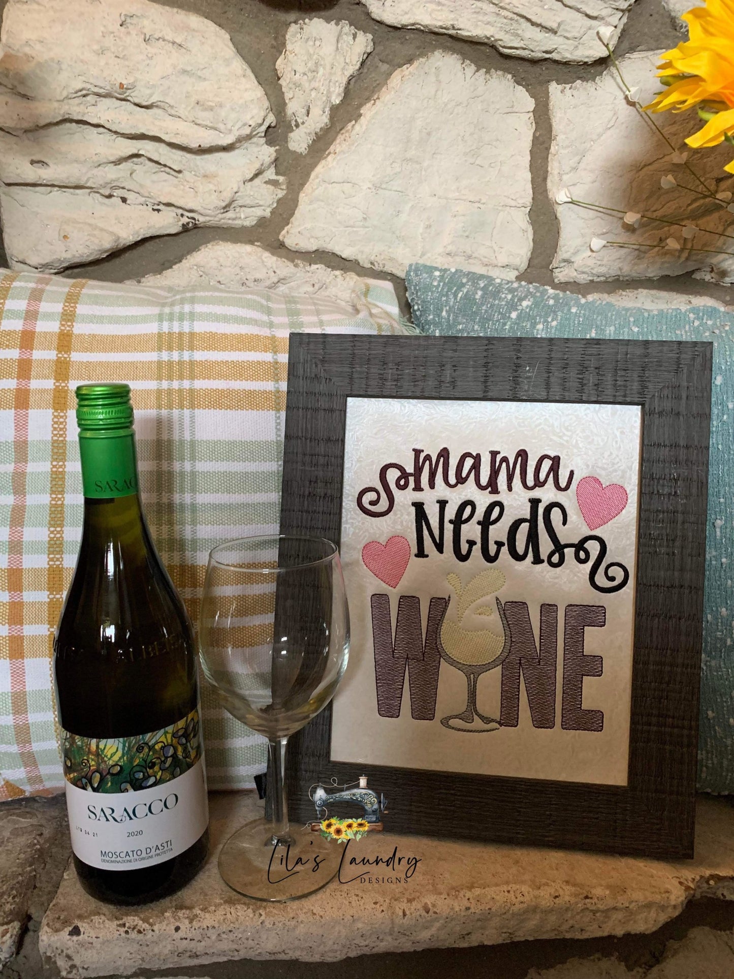 Mama Needs Wine - 3 sizes- Digital Embroidery Design