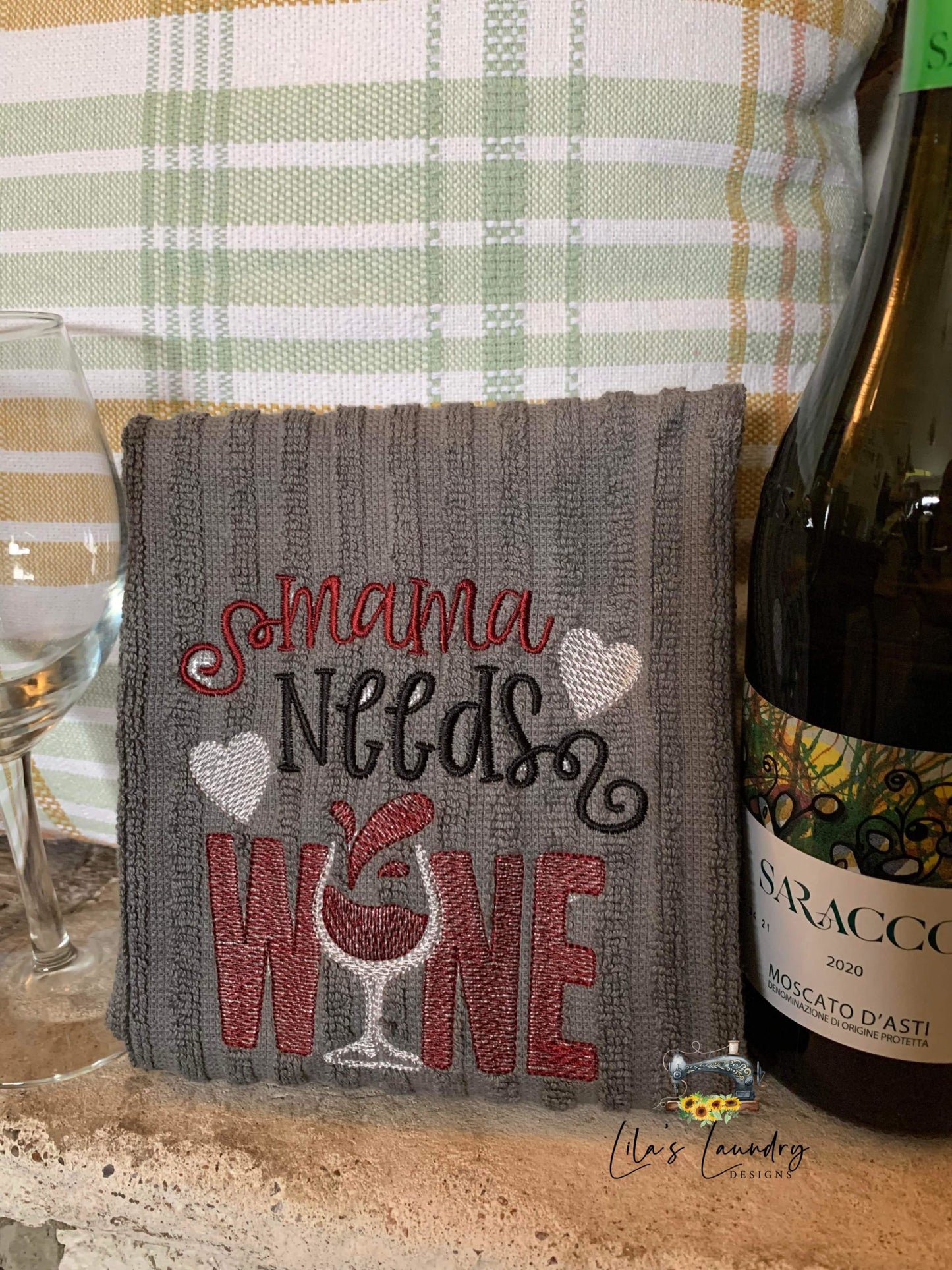 Mama Needs Wine - 3 sizes- Digital Embroidery Design