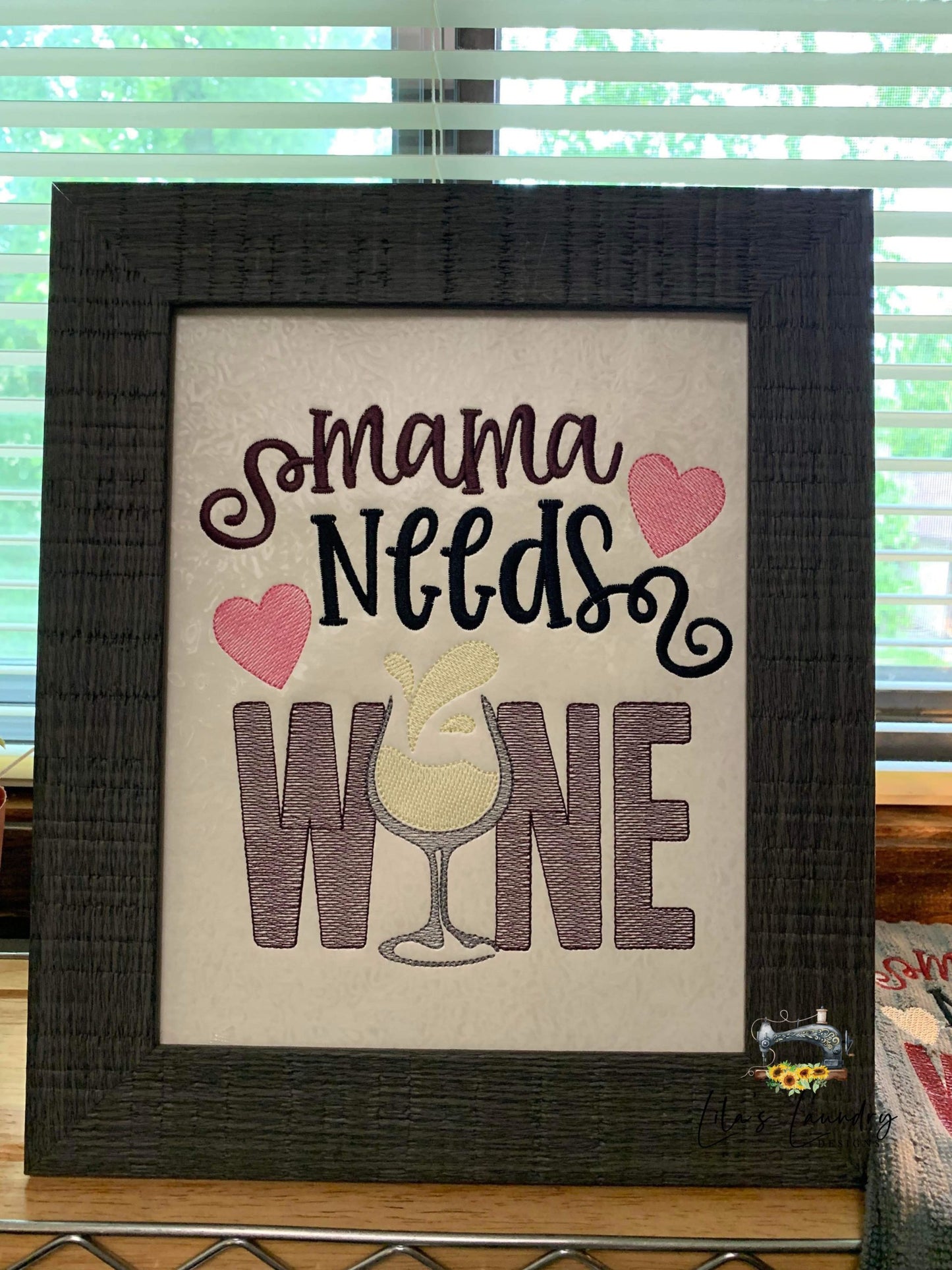 Mama Needs Wine - 3 sizes- Digital Embroidery Design