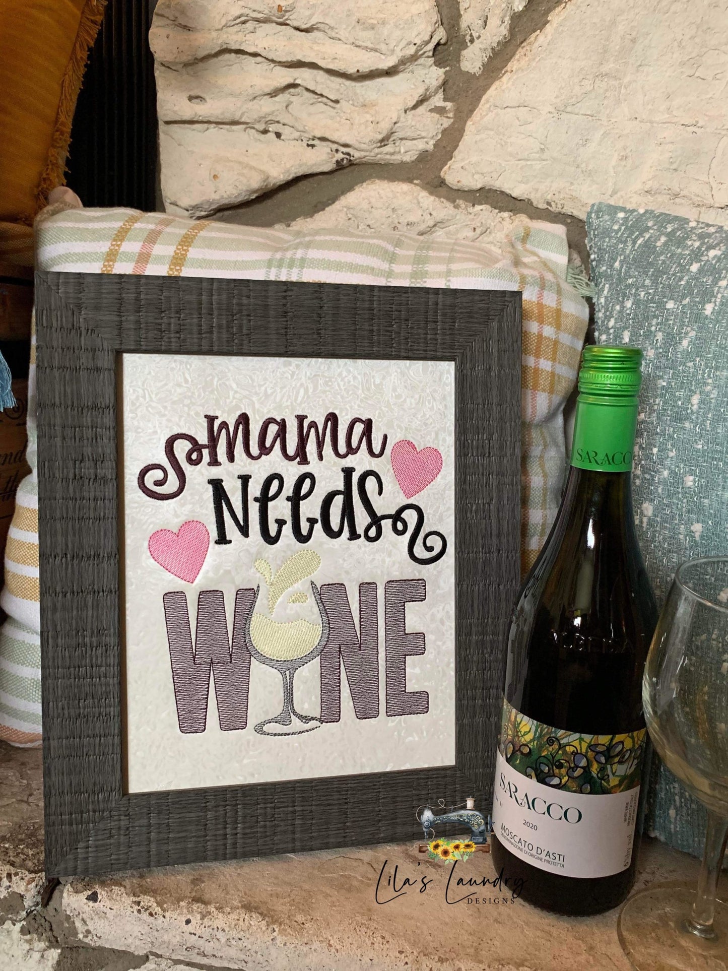 Mama Needs Wine - 3 sizes- Digital Embroidery Design