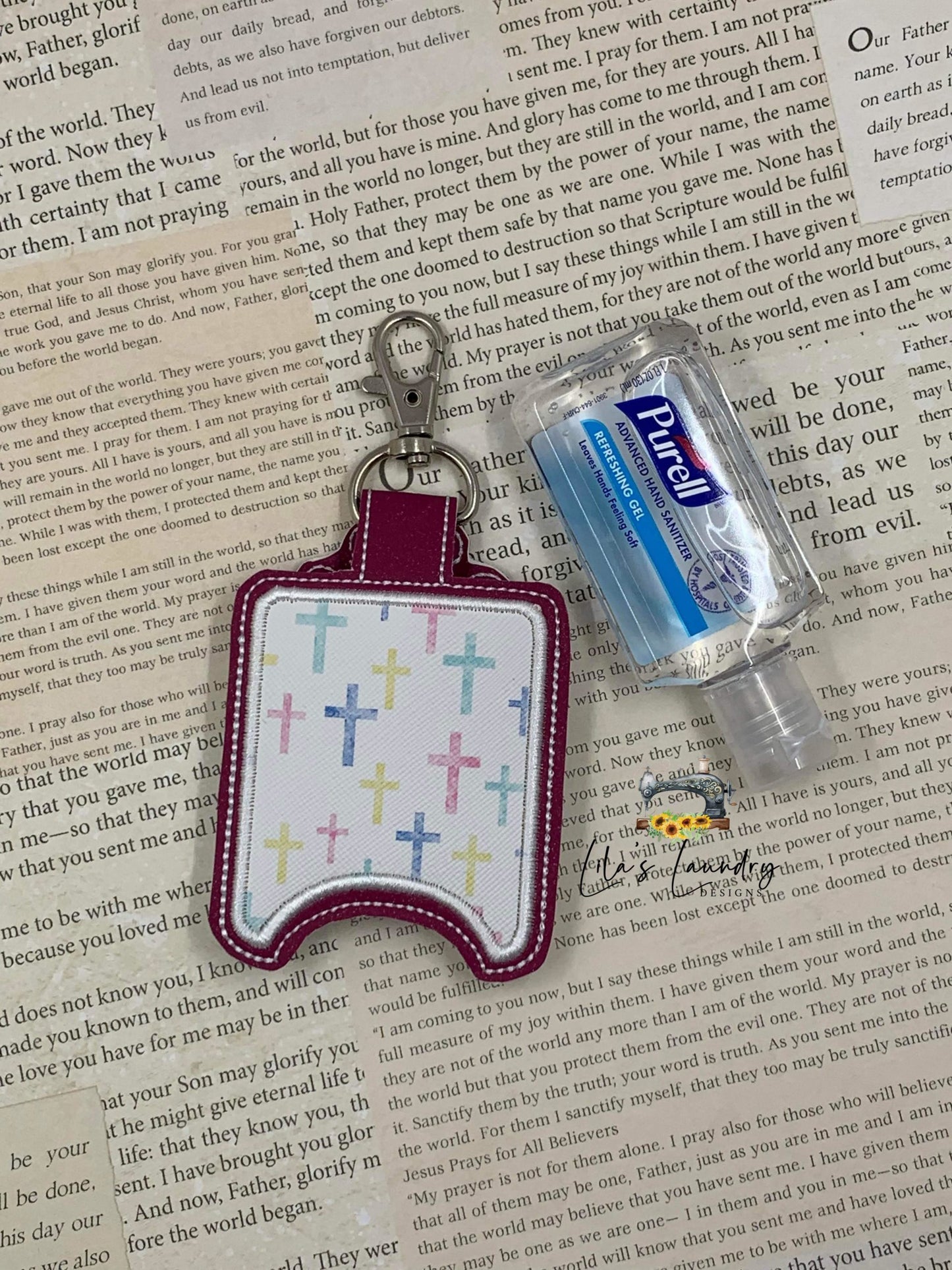 Cross Applique Fold Over Sanitizer Holder 5x7- DIGITAL Embroidery DESIGN