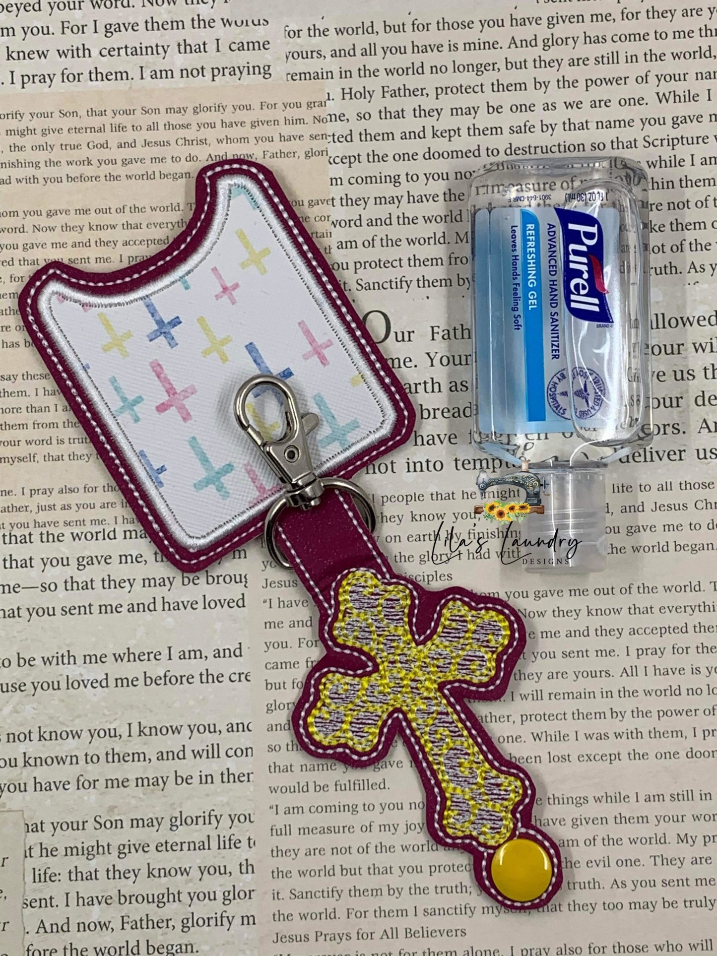 Cross Applique Fold Over Sanitizer Holder 5x7- DIGITAL Embroidery DESIGN
