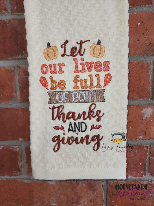 Full of Thanks and Giving - 3 sizes- Digital Embroidery Design