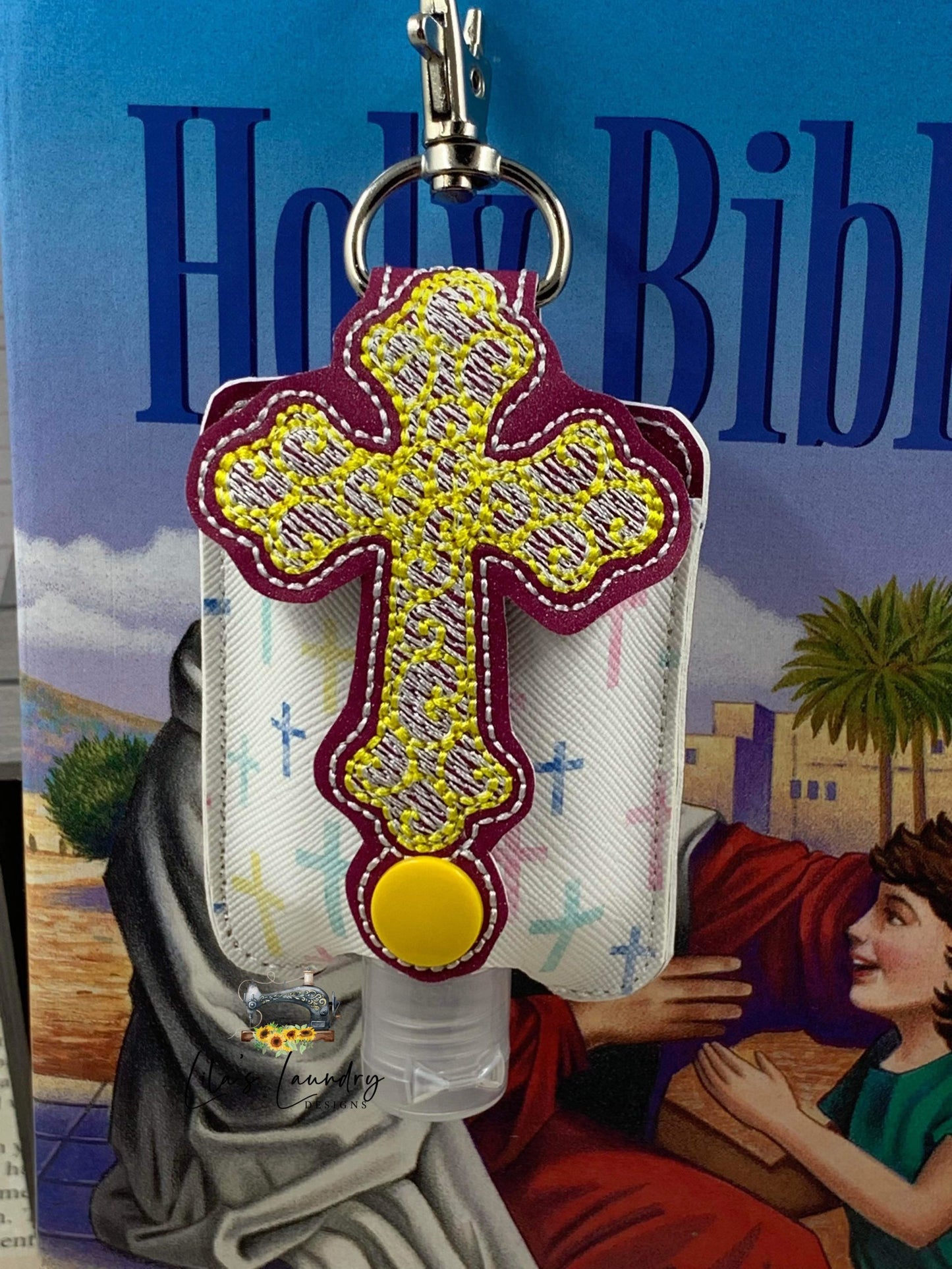 Cross Applique Fold Over Sanitizer Holder 5x7- DIGITAL Embroidery DESIGN