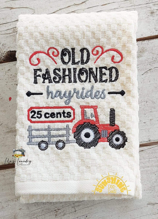 Old Fashioned Hayrides - 3 sizes- Digital Embroidery Design