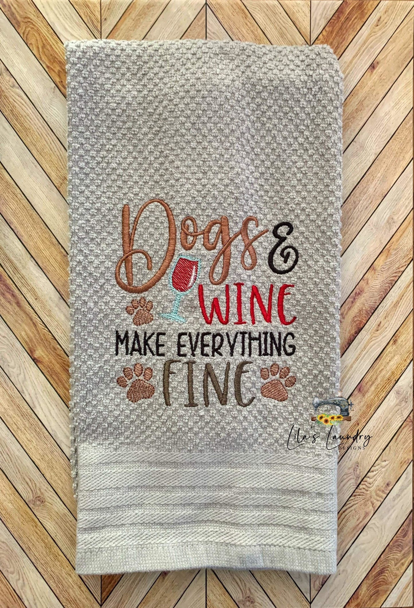 Dogs & Wine - 4 sizes- Digital Embroidery Design