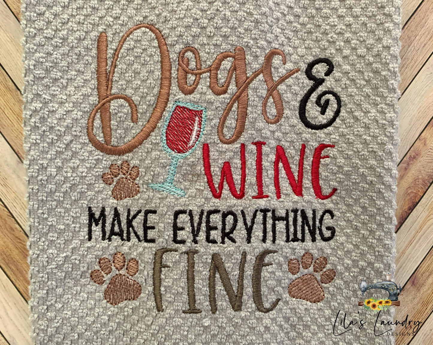 Dogs & Wine - 4 sizes- Digital Embroidery Design