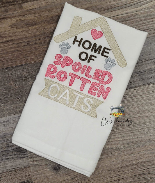 Spoiled Rotten Cats - 3 sizes- Digital Embroidery Design
