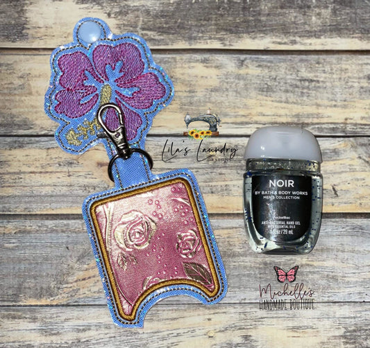 Hibiscus Applique Fold Over Sanitizer Holder 5x7- DIGITAL Embroidery DESIGN