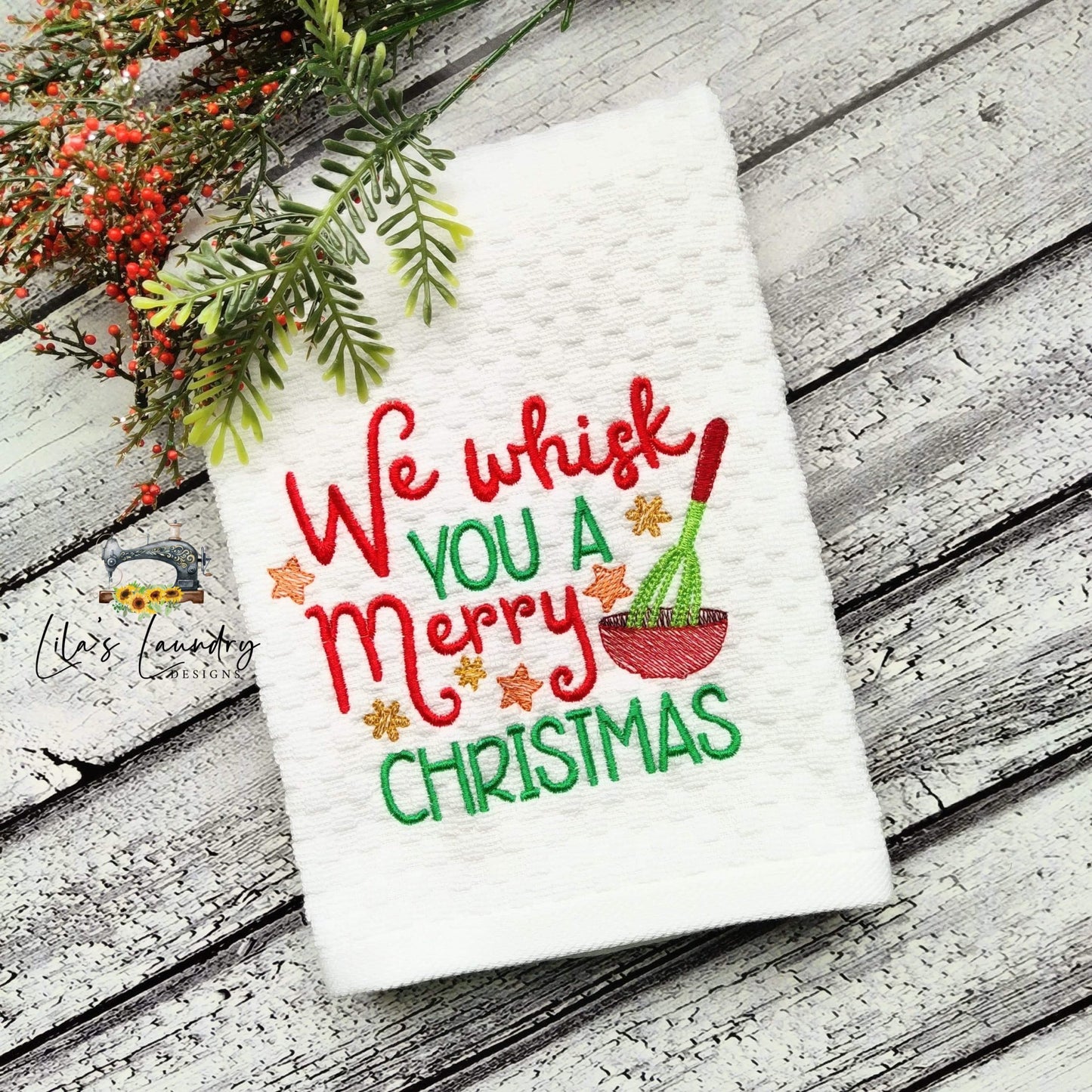 Whisk You a Merry Christmas - 4 sizes- Digital Embroidery Design