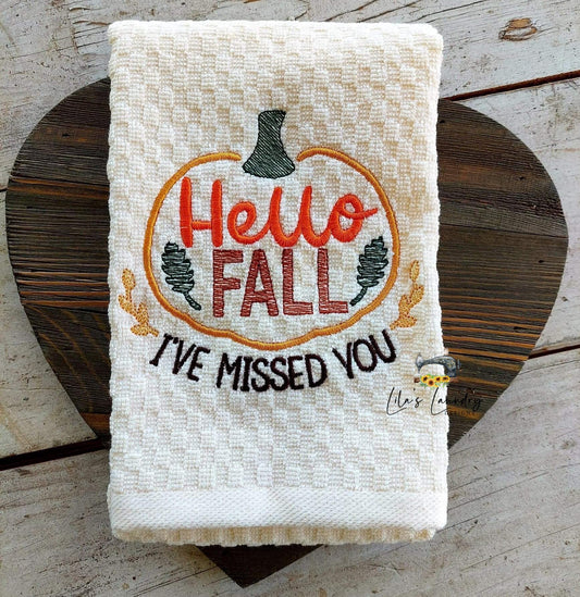 Hello Fall Pumpkin - 3 sizes- Digital Embroidery Design