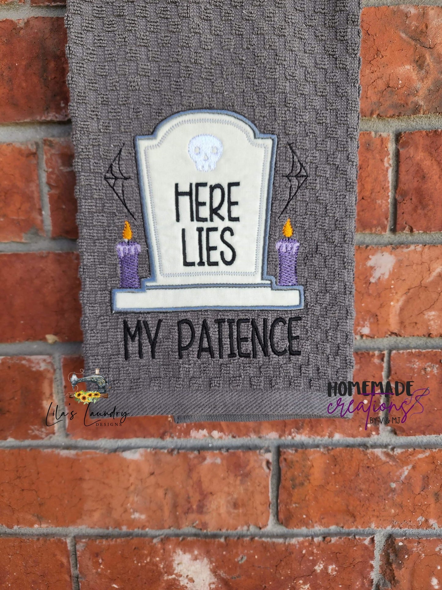 Here Lies My Patience Applique - 3 sizes- Digital Embroidery Design