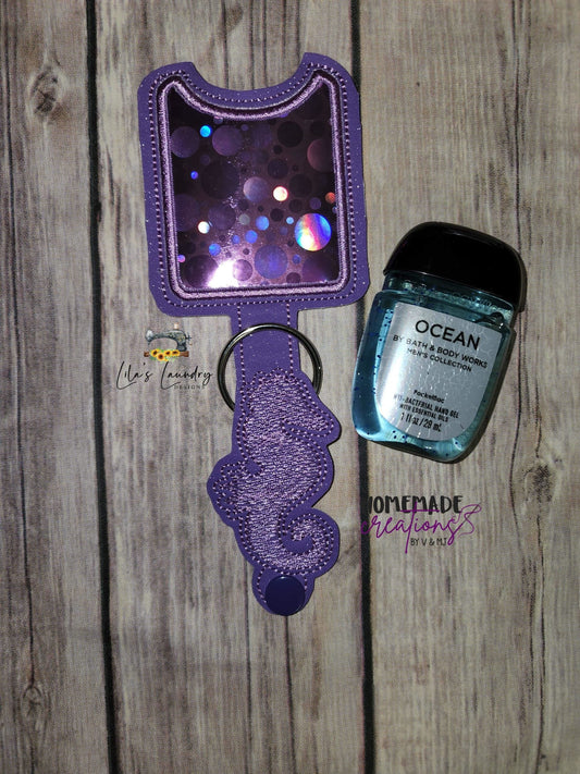 Seahorse Applique Fold Over Sanitizer Holder 5x7- DIGITAL Embroidery DESIGN