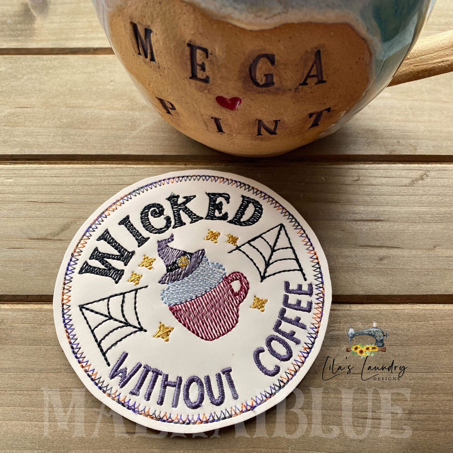 Wicked Without Coffee Coaster 4x4 - DIGITAL Embroidery DESIGN