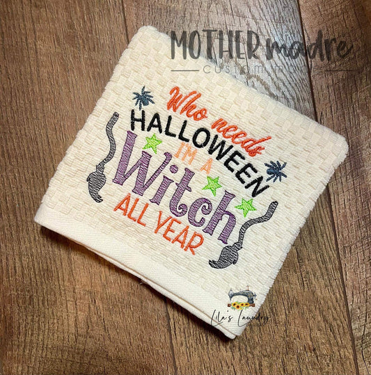 Witch All Year - 3 sizes- Digital Embroidery Design