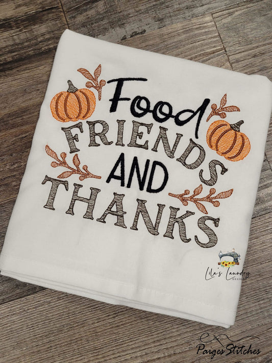 Food Friends and Thanks - 3 sizes- Digital Embroidery Design