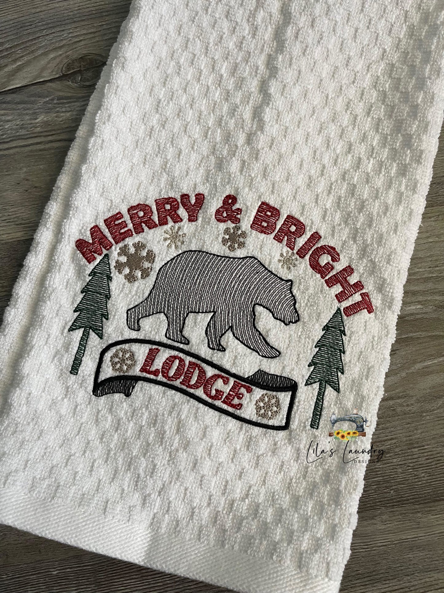 Merry & Bright Lodge - 3 sizes- Digital Embroidery Design